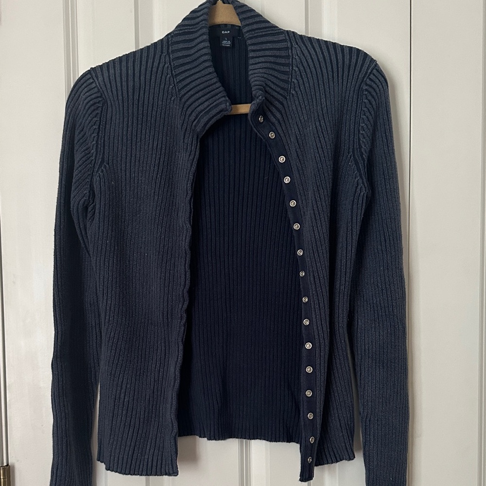 GAP✨VINTAGE 2002✨Dark Blue Ribbed Cardigan